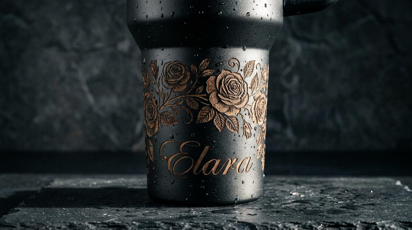 Laser engraved Stanley tumbler care guide