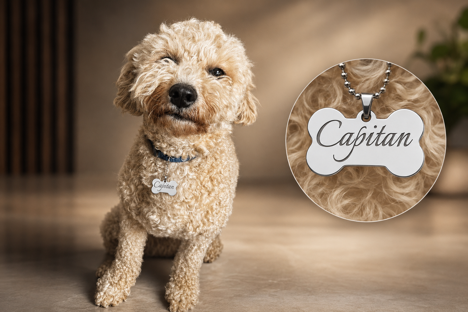 Custom engraved pet tag for dog Capitan