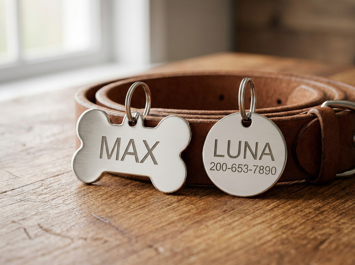 Custom laser engraved pet ID tags