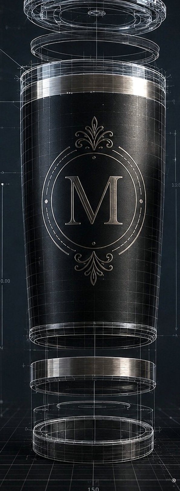 Laser engraved monogram tumbler