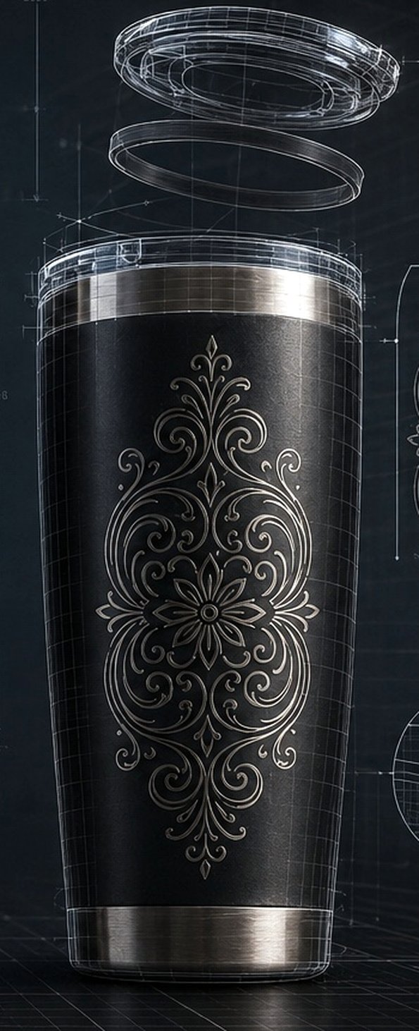 Laser engraved floral tumbler