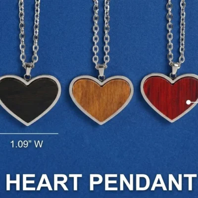 corazon medidas Heart-Shaped Wood Pendant Necklace with Stainless Steel Frame